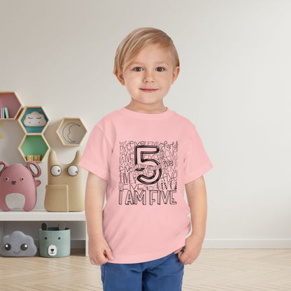 I Am Five Typography Toddler Tee