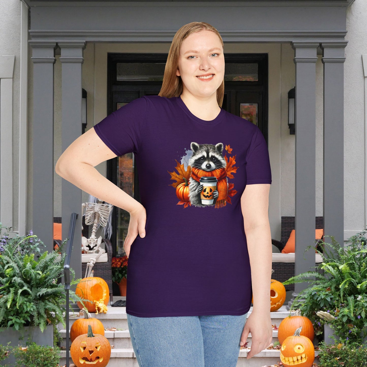 Halloween Raccoon Adult T-shirt