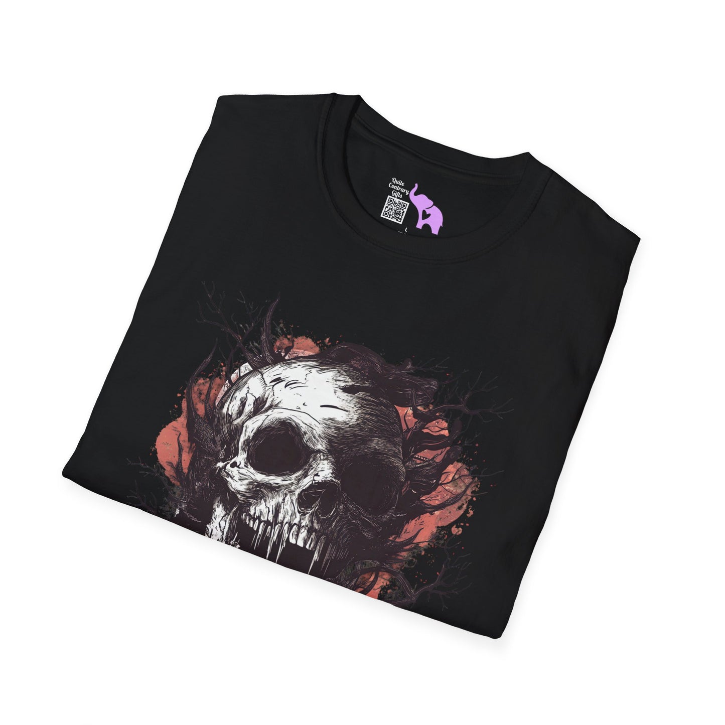 Creepy Skull in Tree Adult T-shirt