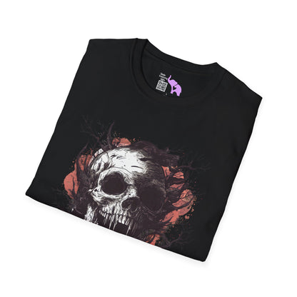 Creepy Skull in Tree Adult T-shirt