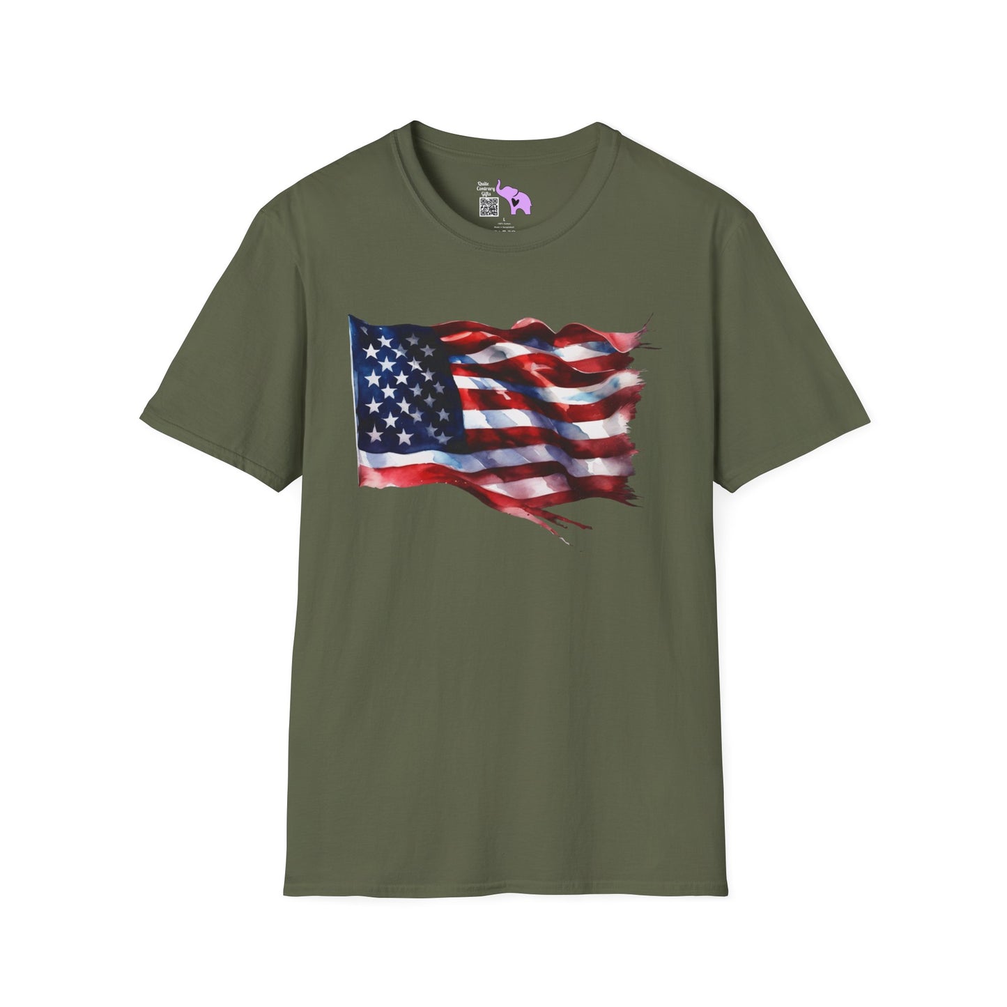Waving American Flag Adult T-Shirt