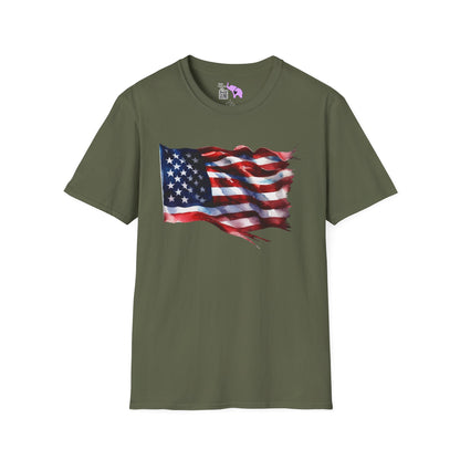 Waving American Flag Adult T-Shirt