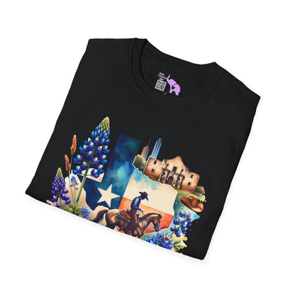 Texas Cowboy & Bluebonnets Adult T-shirt