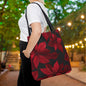 Midnight Poinsettia Garden Canvas Tote Bag