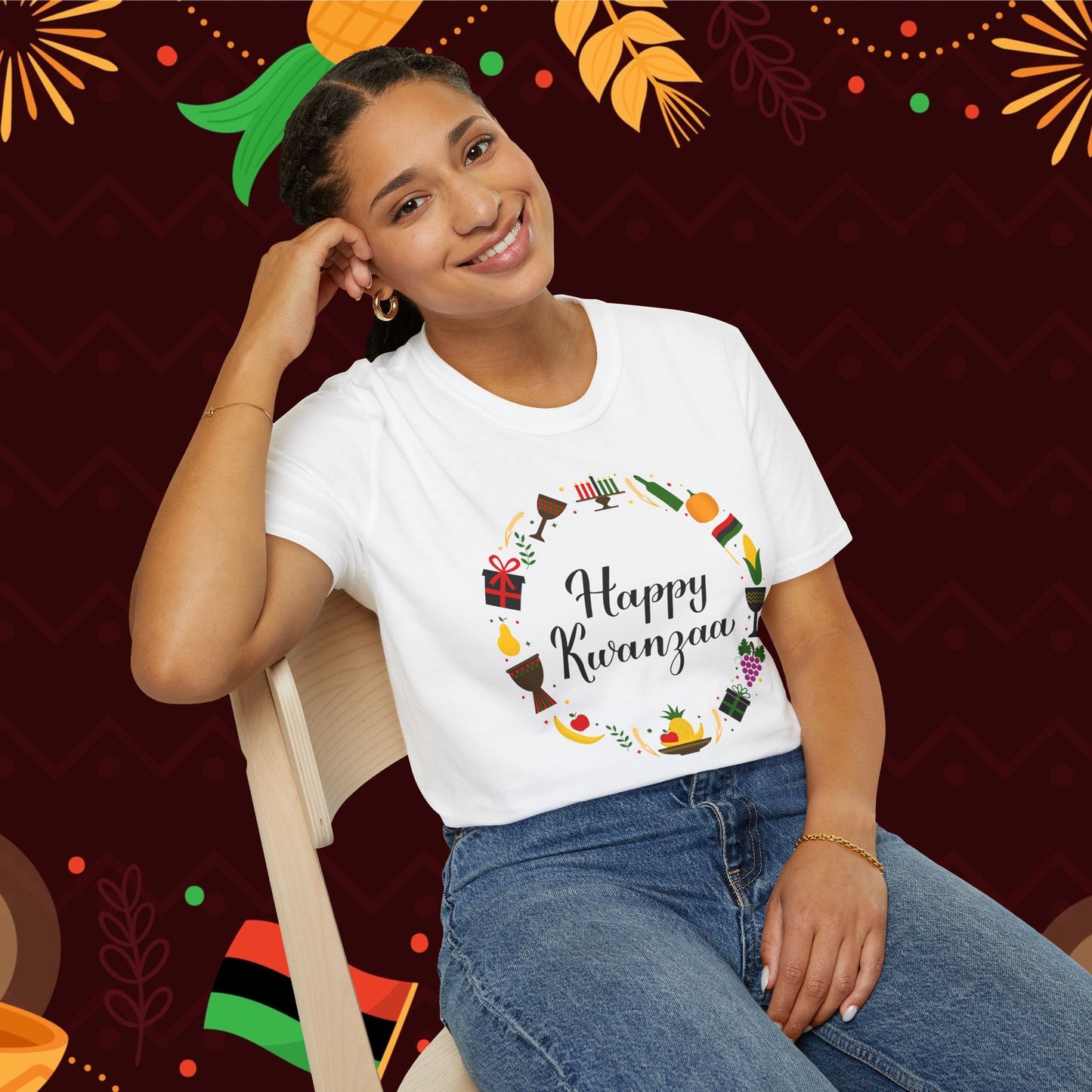 Happy Kwanzaa Wreath Adult T-shirt