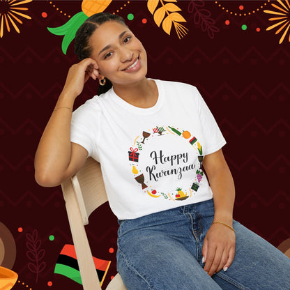 Happy Kwanzaa Wreath Adult T-shirt