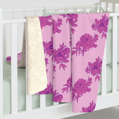 Bubblegum Bloom Peonies Fleece Blanket