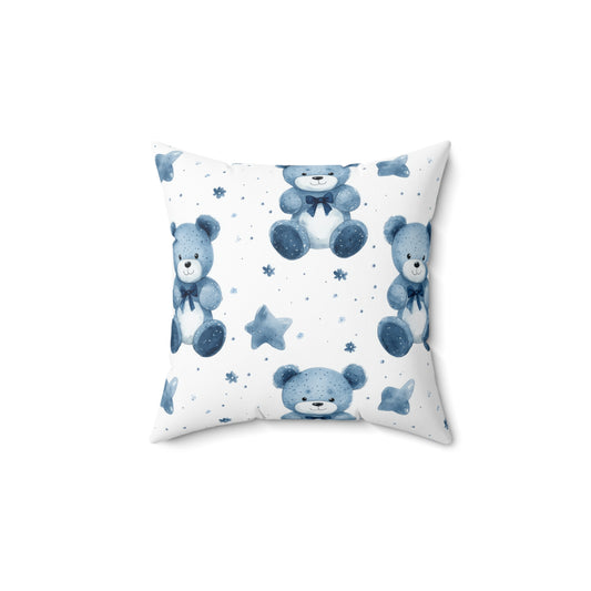 Blue Bear Hugs Throw Pillow