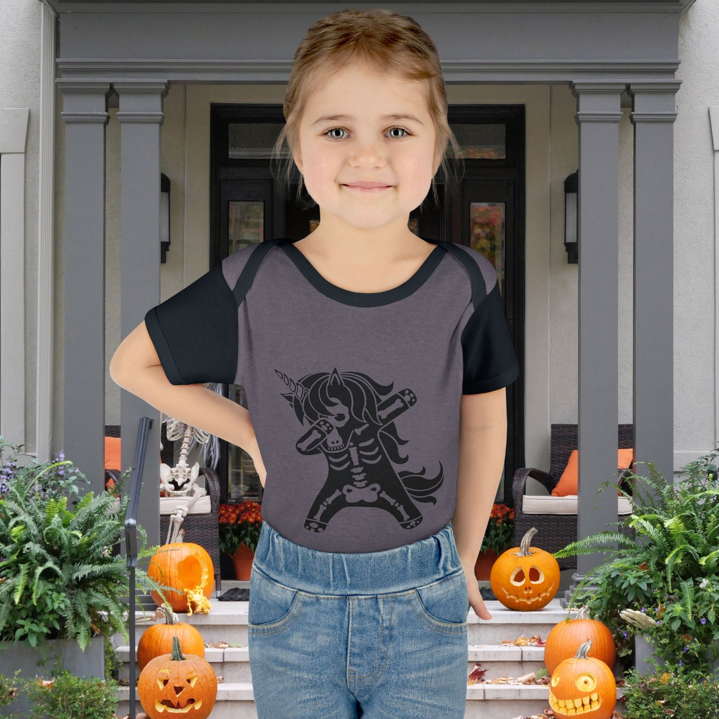 Dabbing Unicorn Skeleton Infant Baby Rib Bodysuit