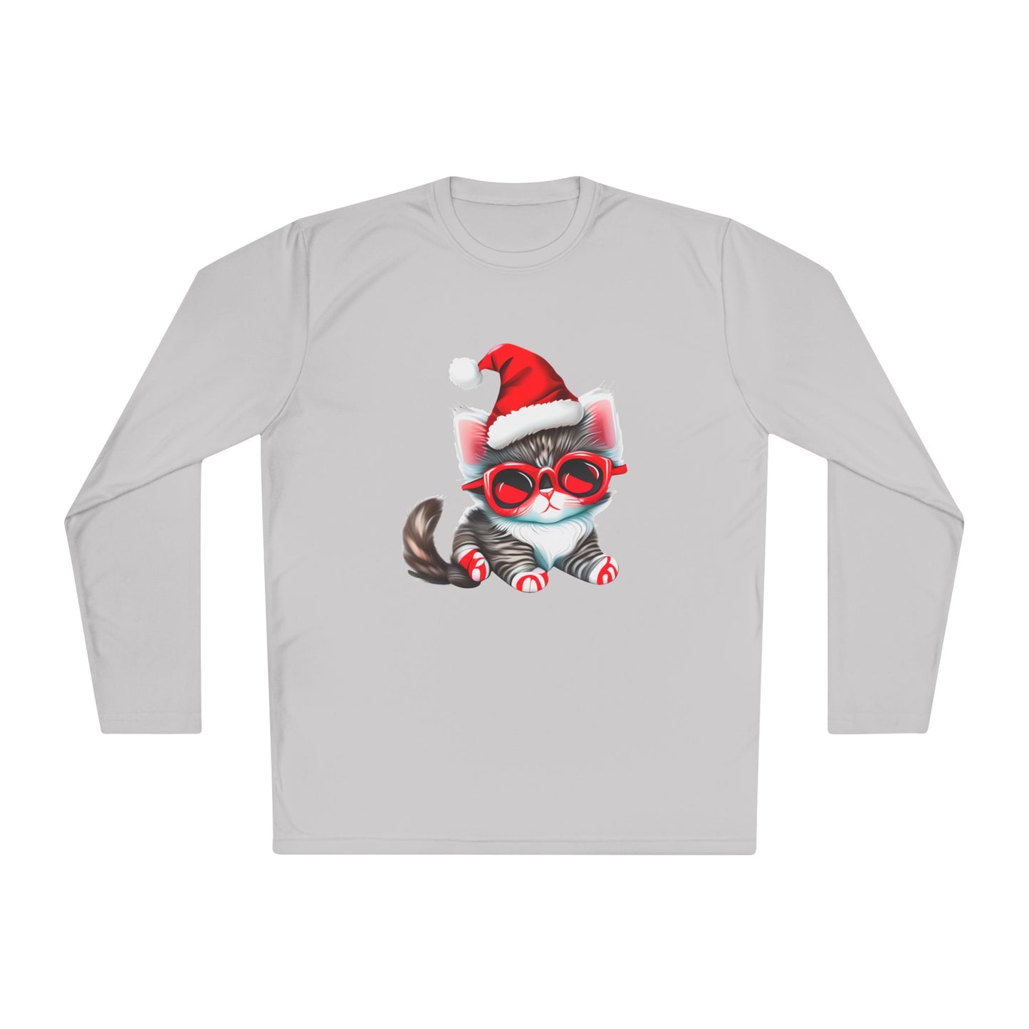 Santa Kitten Adult Long Sleeve Tee