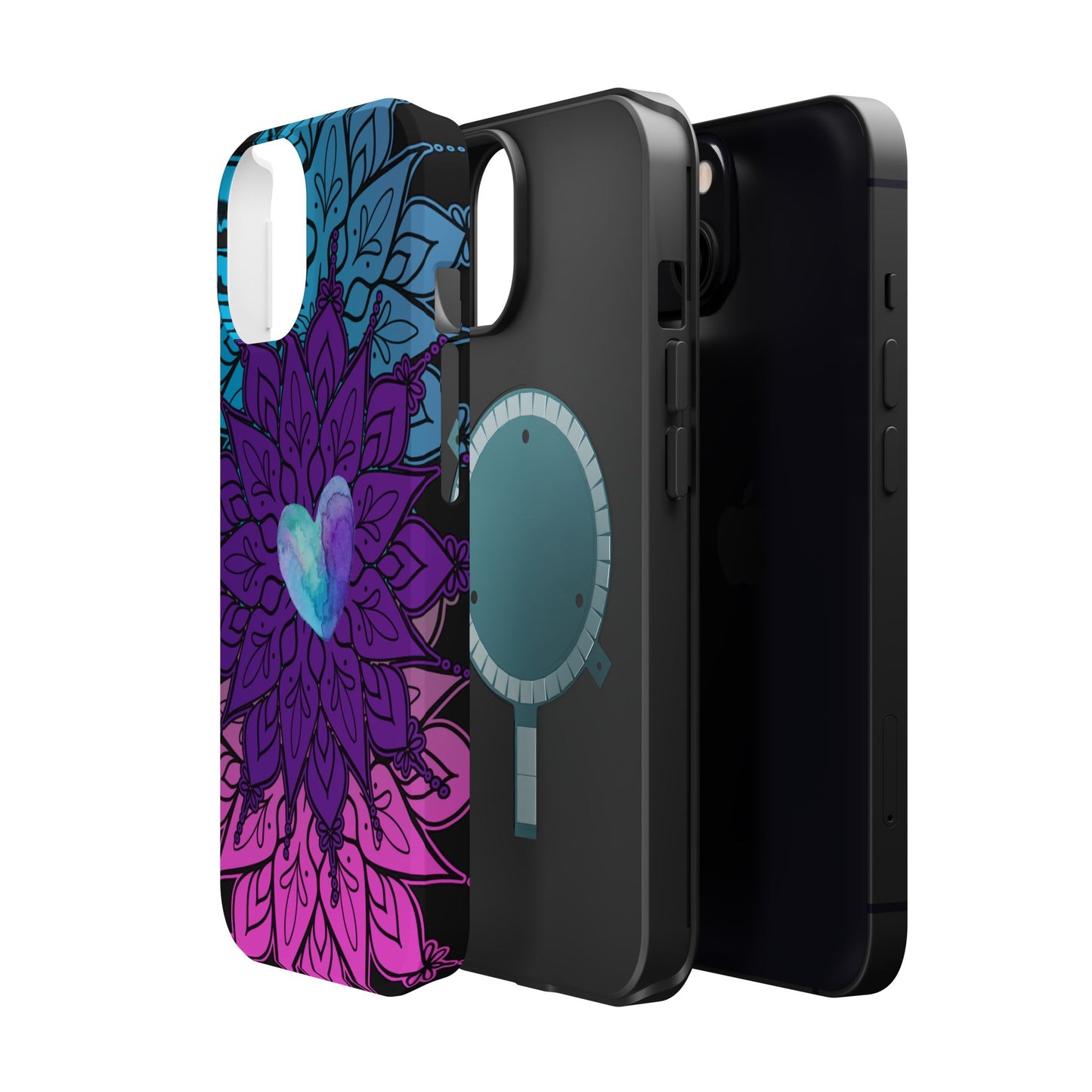 Colorful Mandala w/Heart MagSafe® Compatible Tough Case for iPhone