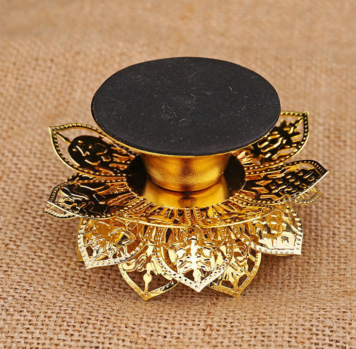 Gold Lotus Metal Candle Holder