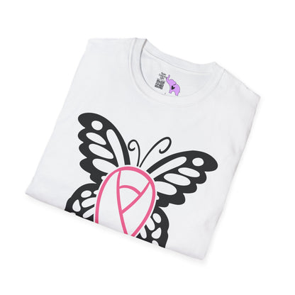 Butterfly Pink Support Ribbon Adult T-shirt