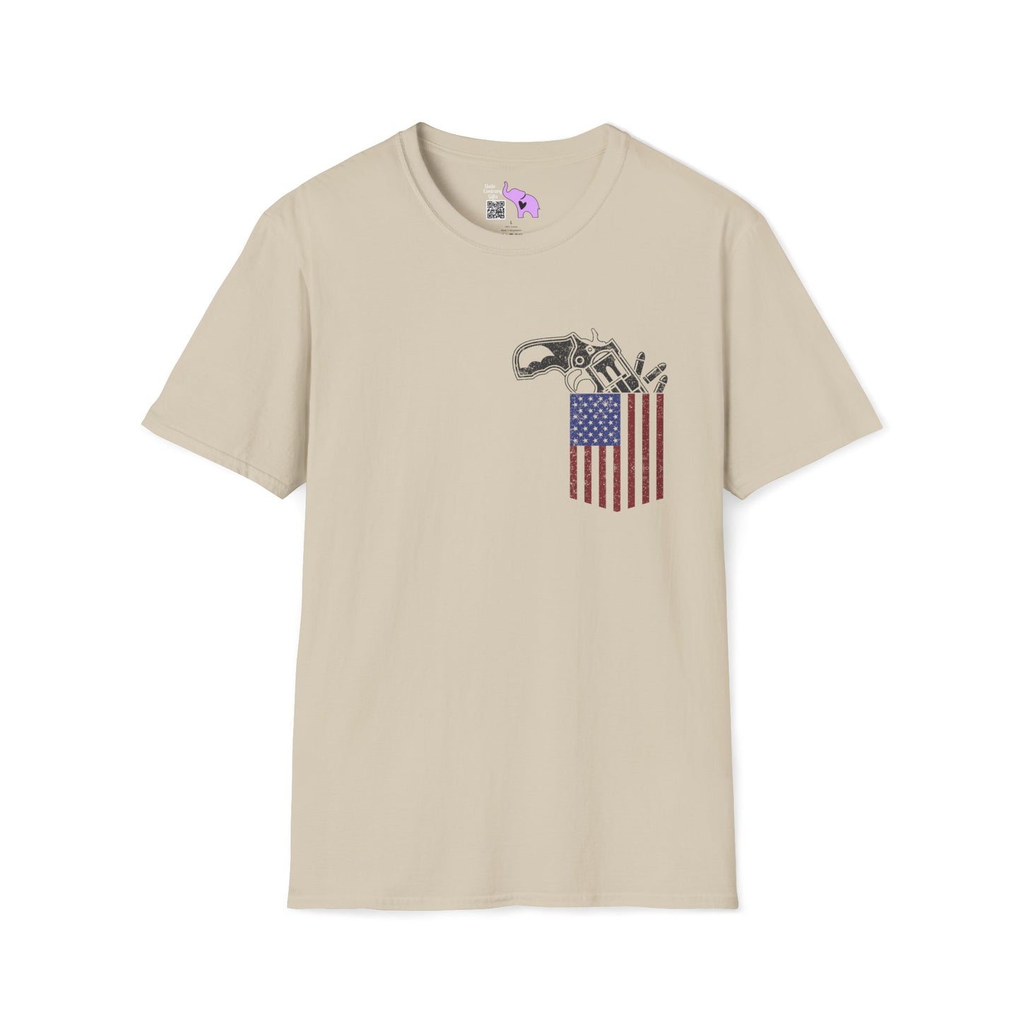 American Flag Pocket Gun Adult T-shirt
