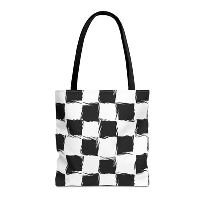 Distorted Check Canvas Tote Bag