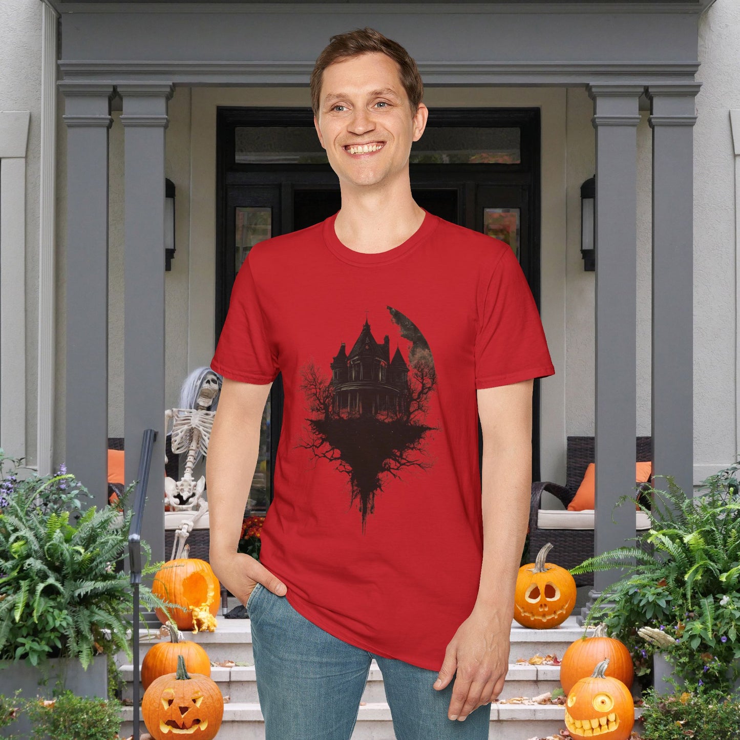 Halloween Haunted House Adult T-shirt