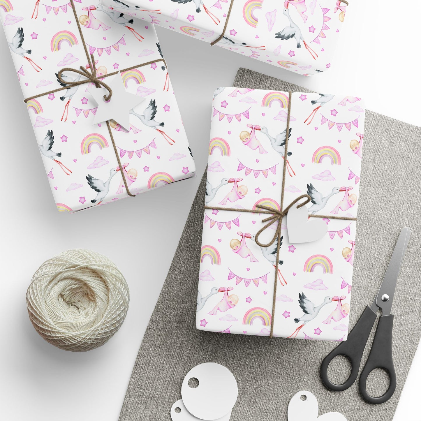 Baby Girl Stork Delivery Gift Wrap