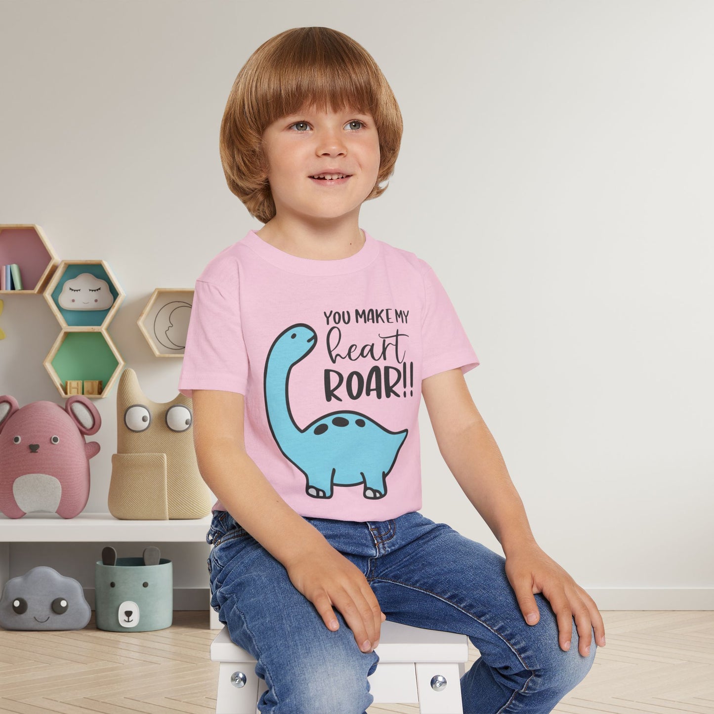 You Make My Heart Roar (Dinosaur) Heavy Cotton™ Toddler T-shirt