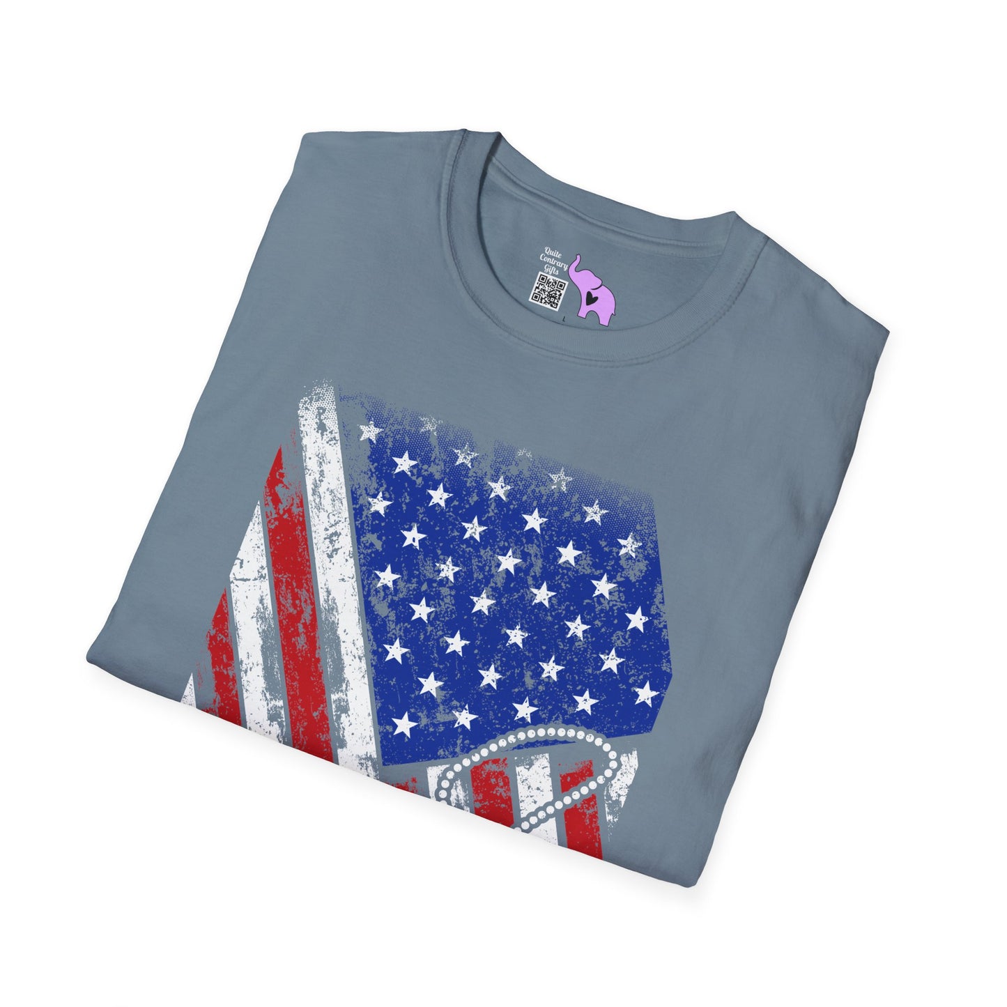 Distressed American Flag w/Dog Tags Adult T-Shirt