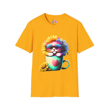 Cool Sunflower Kitten 2 Adult T-shirt