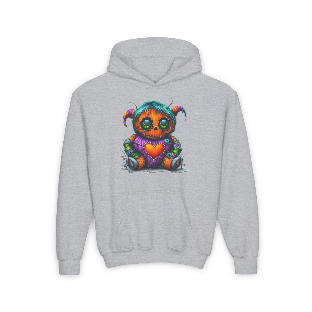 Patchwork Pumpkin Heart Youth Heavy Blend Hoodie