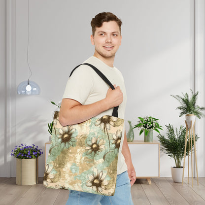 Worn Meadow Daisies Canvas Tote Bag