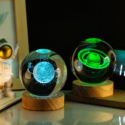 Crystal Ball Night Light: Milky Way, Solar System, Rain Cloud, Astronaut, Christmas, Whale, Heart, Jellyfish