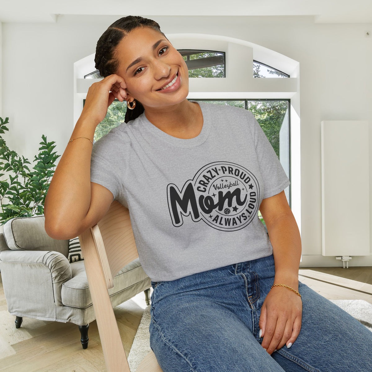 Crazy Proud Always Loud Volleyball Mom Adult T-shirt