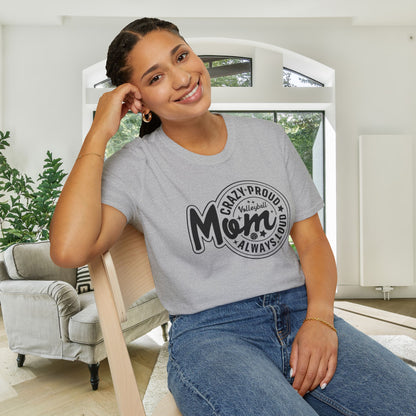 Crazy Proud Always Loud Volleyball Mom Adult T-shirt
