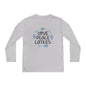 Hanukkah Love Peace Latkes Youth Long Sleeve Tee