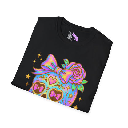 Neon Sugar Skull Adult T-shirt