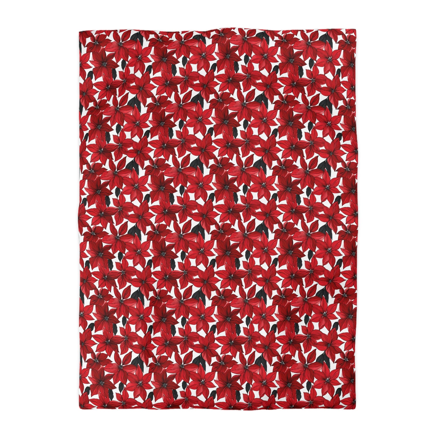 Inked Poinsettias Microfiber Duvet Cover