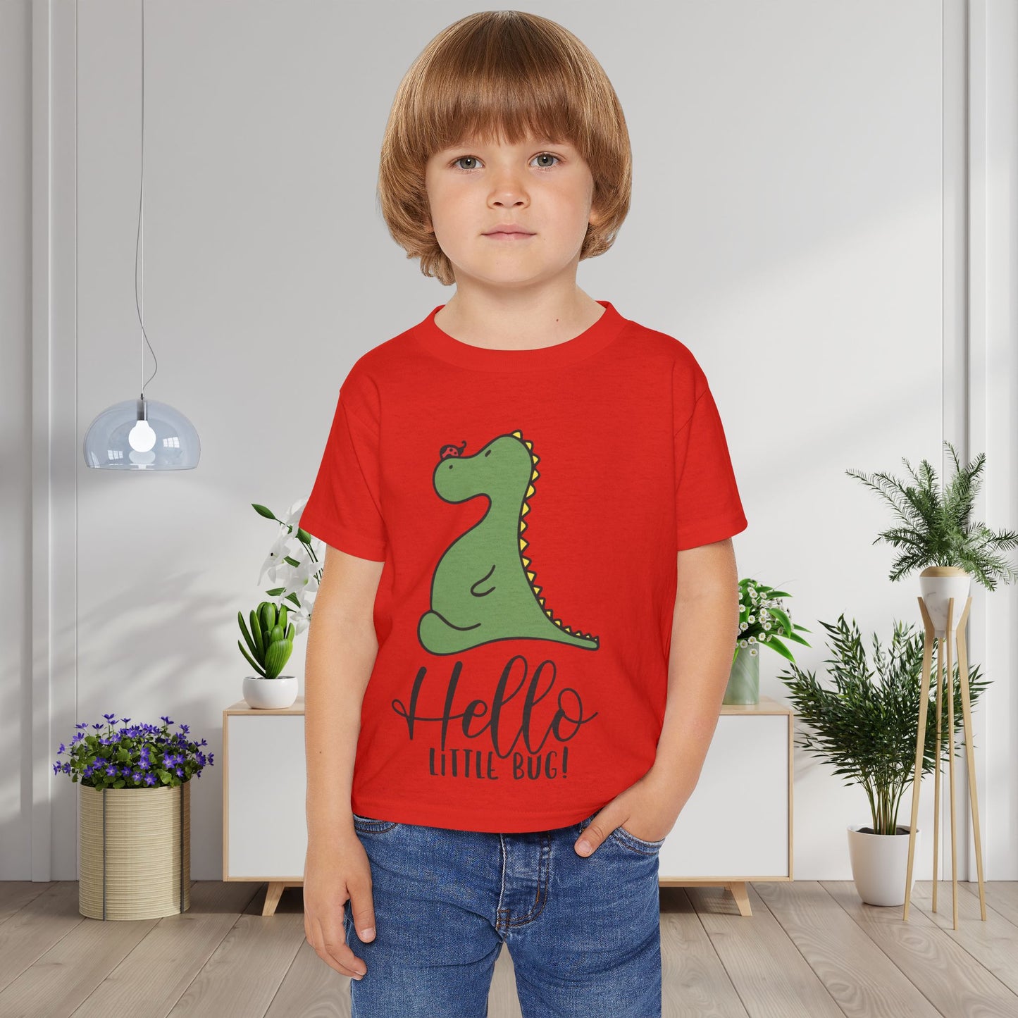 Hello Little Bug (Dinosaur) Heavy Cotton™ Toddler T-shirt