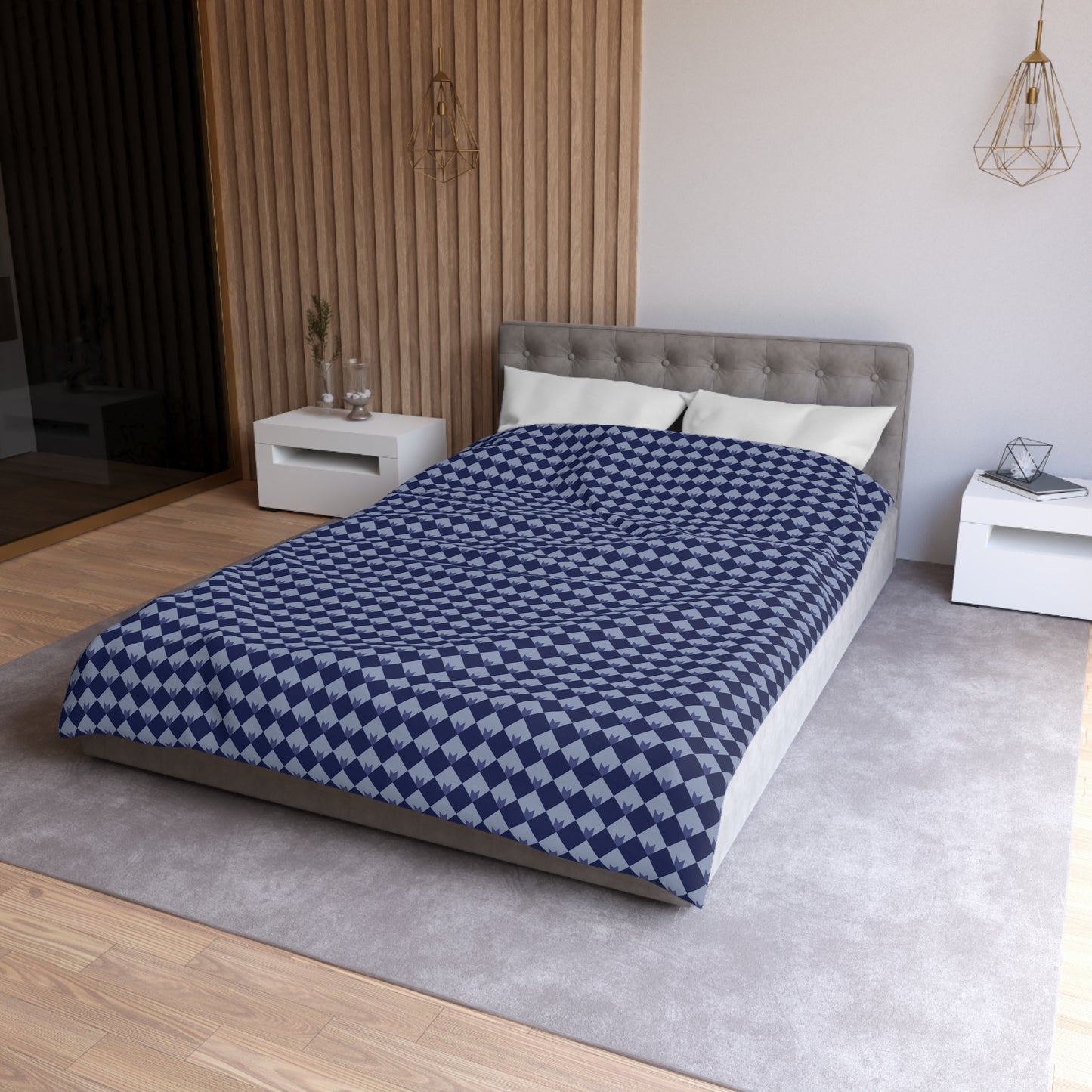 Diamond Bloom-Navy & Periwinkle Duvet Bedding Set