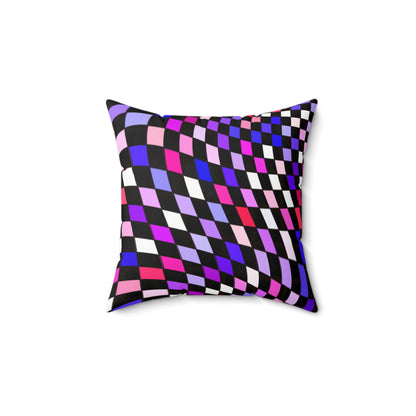Warped Purple Checkered Throw Pillow
