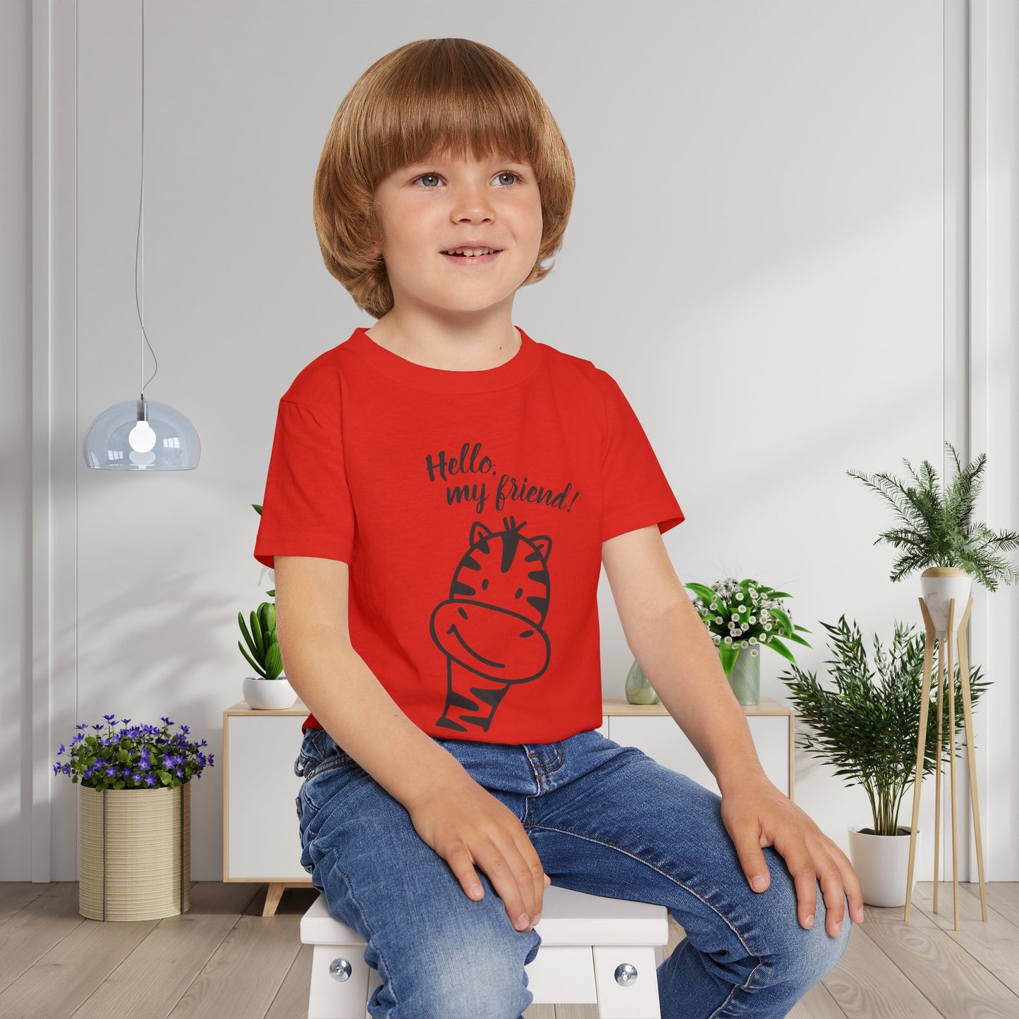 Hello My Friend (Giraffe) Heavy Cotton™ Toddler T-shirt