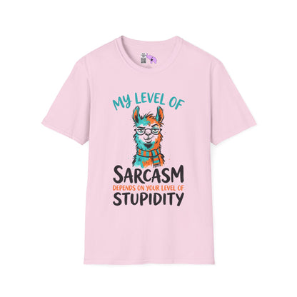 ""My Level of Sarcasm Depends on Your Level of Stupidity (Llama) Adult T-shirt
