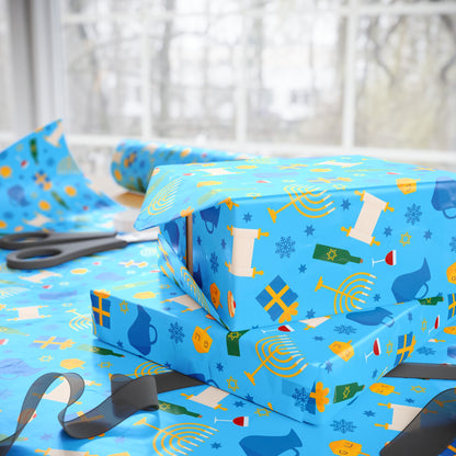 Festive Glow Hanukkah Wrapping Paper