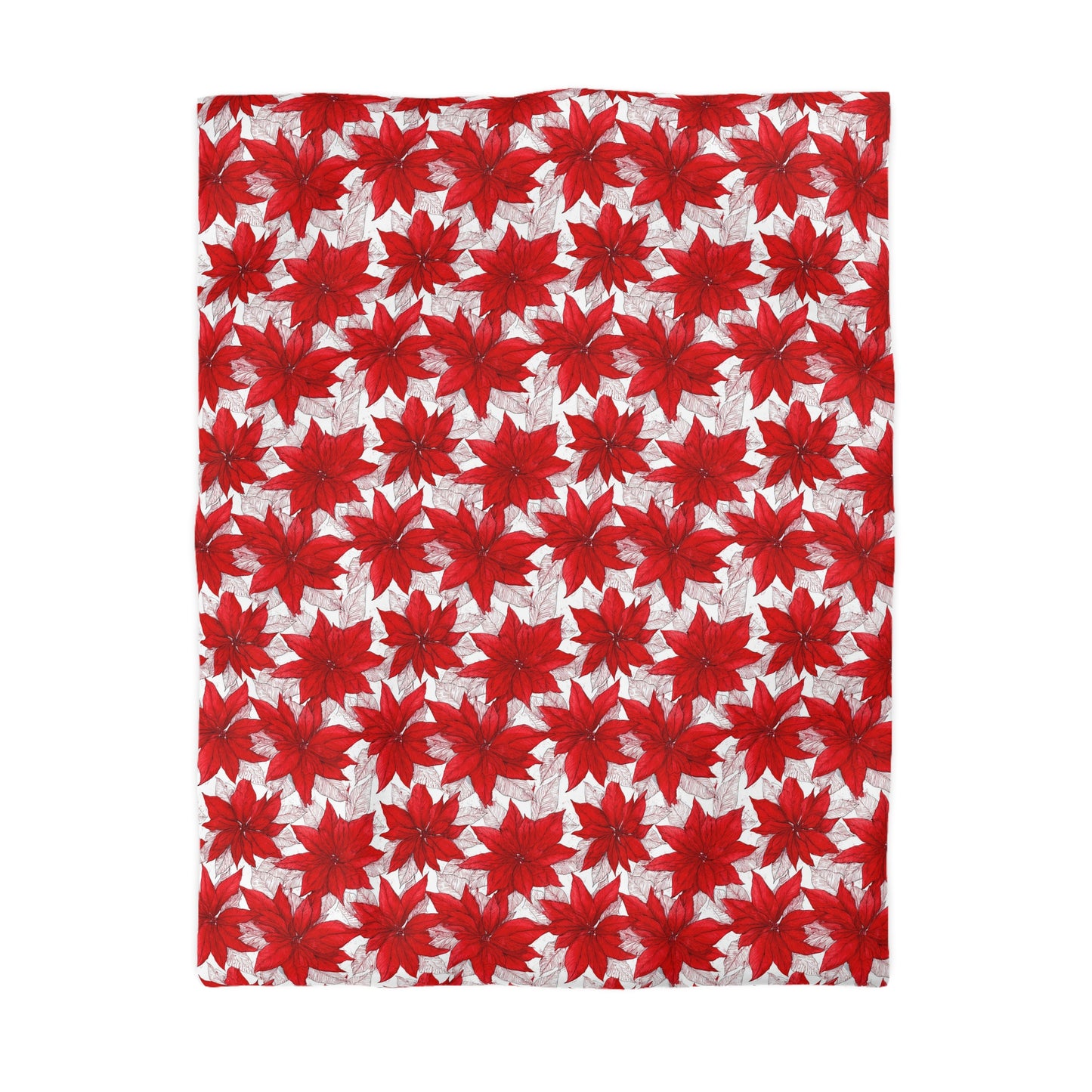 Crimson Poinsettia Sketch Microfiber Duvet Cover