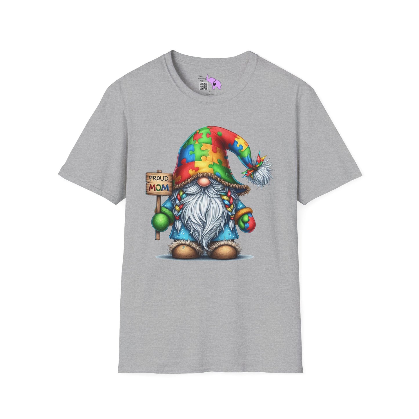 Proud Mom (Autism Awarness Gnome) Adult T-shirt