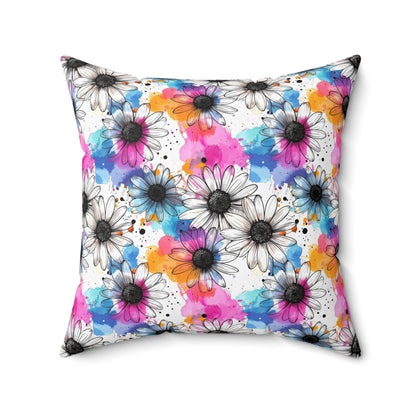 Watercolor Daisy Dream Throw Pillow