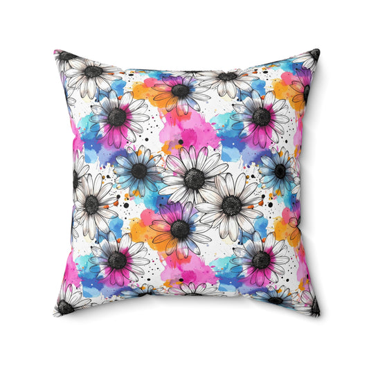 Watercolor Daisy Dream Throw Pillow