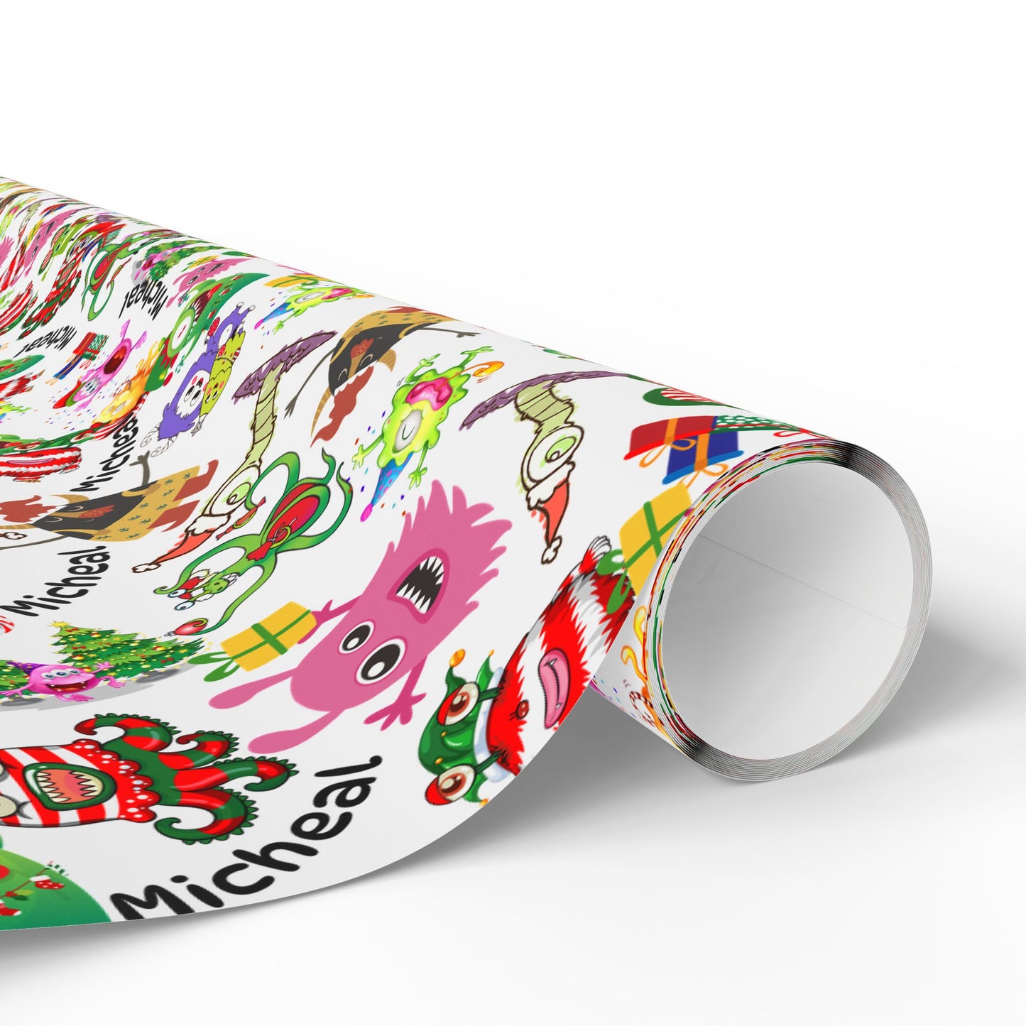 Christmas Monster Custom Name Wrapping Paper (Micheal)