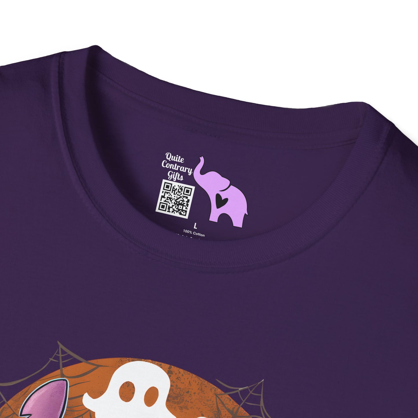 Halloween Skeleton Stitch w/Ghosts & Pumpkins Adult T-shirt