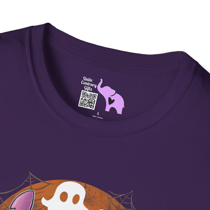 Halloween Skeleton Stitch w/Ghosts & Pumpkins Adult T-shirt