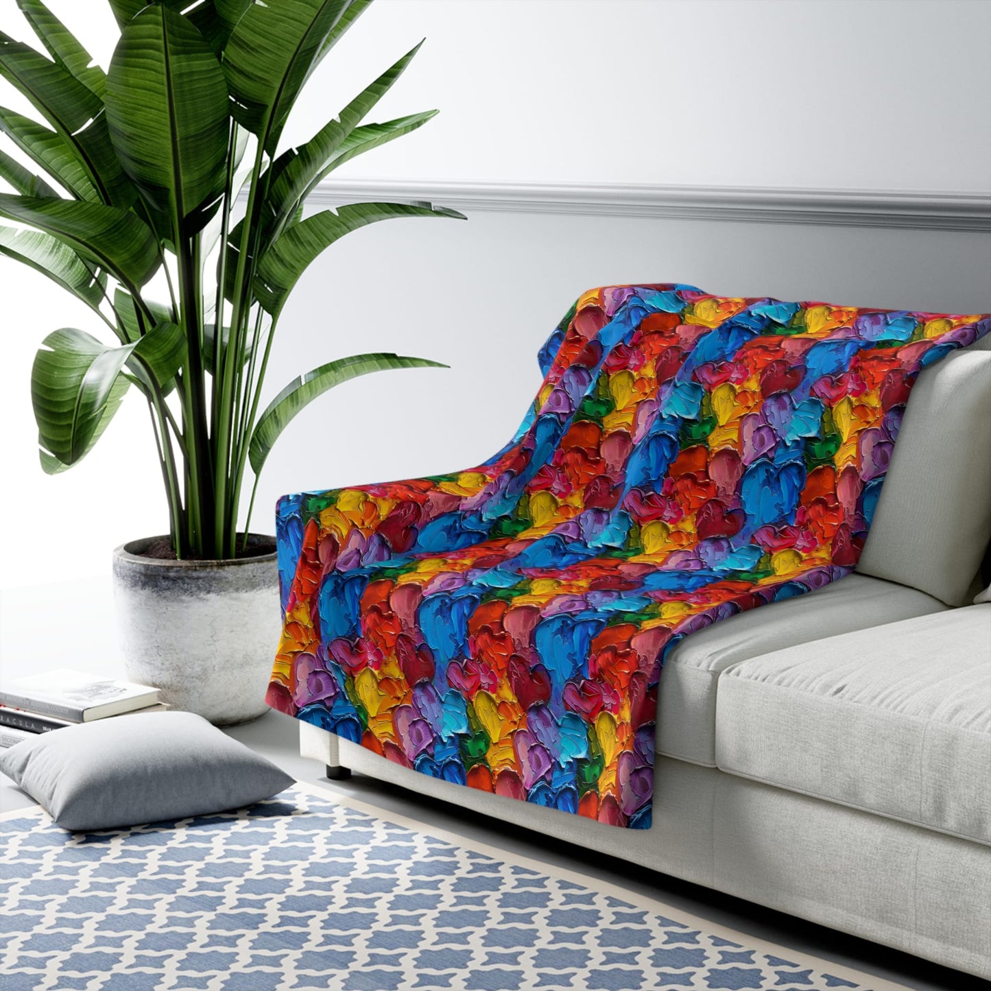 Palette Knife Hearts Fleece Blanket