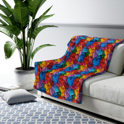 Palette Knife Hearts Fleece Blanket