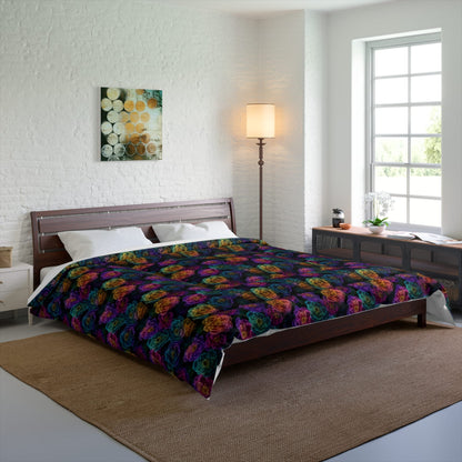 Neon Whisper Blooms Comforter