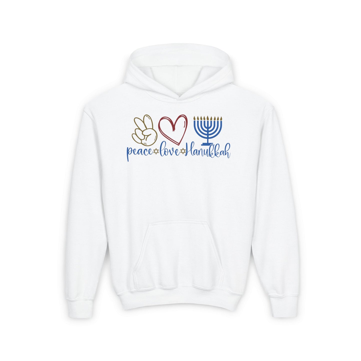 Peace Love Hanukkah Youth Heavy Blend Hoodie
