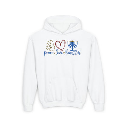 Peace Love Hanukkah Youth Heavy Blend Hoodie
